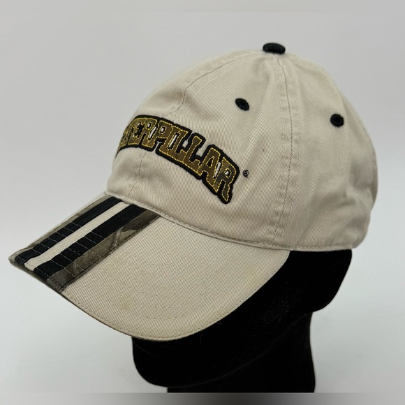 Caterpillar CAT Cap Hat Beige Strap Back Embroidered Realtree Camo Worn‎ 1x